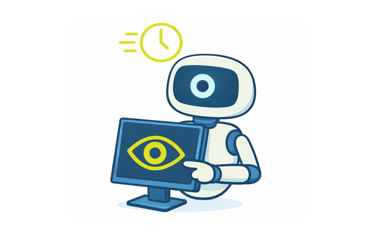 Roboter mit Computer und Uhr